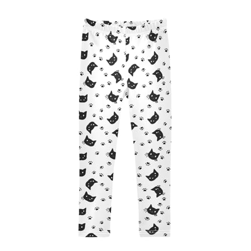 Girls' Leggings Cute Cat Black and White Kids Yoga Tights Pants 1 Pack 2302322