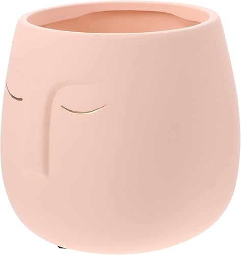 Miniatura 1 de Angoily Maceta de cerámica con diseño de cara de cerámica, bonita cabeza, maceta rústica, florero, escultura de jardín, decoración de jardín para