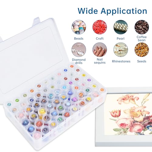 Organizador de pintura de diamantes Mlife con 60 tarros herméticos para evitar pérdida de cuentas 8
