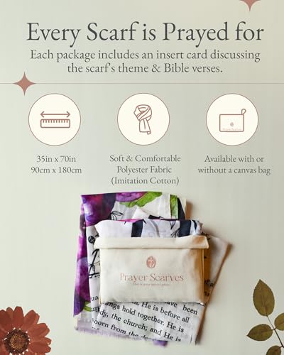 Firstfruits Prayer Shawl - 35x70 Scarf for Women with Scriptures and Grape Symbols Made4