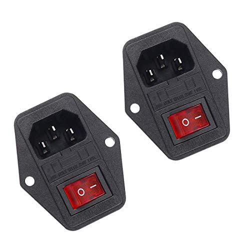 Hailege 3pcs AC 250V 15A 3 Terminal Power Socket with Fuse Holder Case ON/OFF Switch Arcade Power Supply