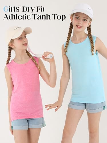 Poroka 5 Packs Girls Active Dry Fit Athletic Tank Top Performance Tech Sleeveless Shirts for Running Exercise Yoga4