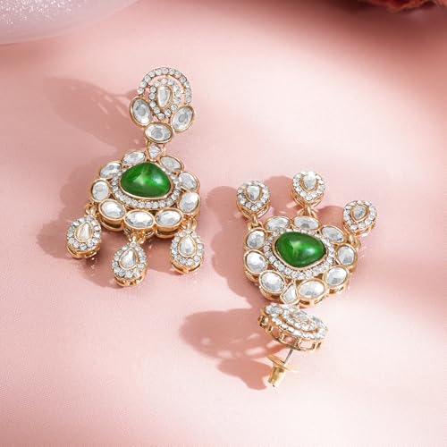 Image of Rubans Drop Earrings American Diamond Crystal Stylish Trendy Jewellery Gift for Women & Girls