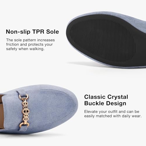 Image of Womens Mules Buckle Flats: Classic Suede Slip On Shoes Dressy Closed Toe Backless Slides Loafers 2026 for Business Work Office Casual