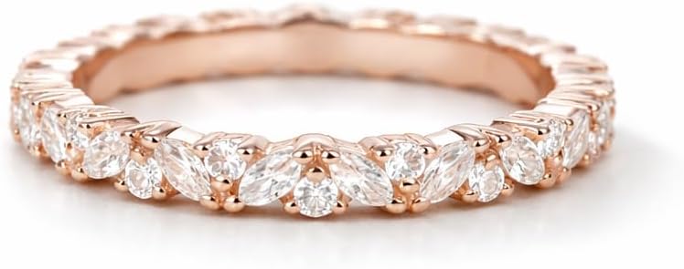 Marquise & Round Shape Diamond Bridal Wedding Engagement Band Art Deco Stacking Matching Band in 14K Yellow Gold Diamond Full Eternith Jewelry Gift For Her