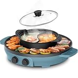 2000W Hot Pot Elektrischer, 2 in 1 Hotpot und Raclette grill für 8 Personen