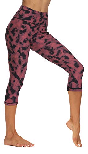CAMPSNAIL High Waisted Capri Leggings for Women - Print Soft Slim Tummy Control Exercise Pants for Running Cycling Yoga Workout