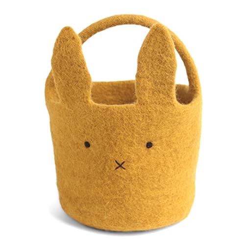 Én Gry & Sif Cestino pasquale coniglietto, nido di Pasqua da riempire o come decorazione pasquale, fatto a mano, cestino pasquale in feltro, giallo