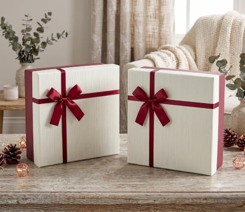 Boîte cadeau rigide bordeaux et crème pour emballer facilement - 7