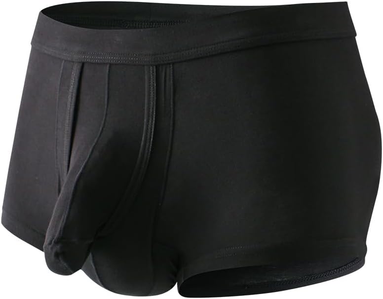 Men's Dual Pouch Underwear Short&Long Leg Bulge Boxer Briefs Separated Pouch Modal Trunks (US, Alpha, Large)