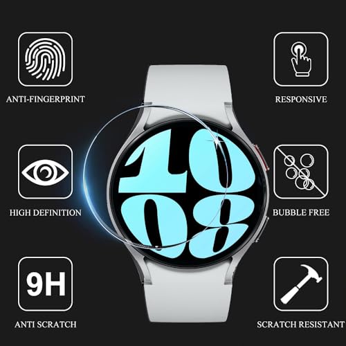 DEALELE [OPAKOWANIE 2+2 Szkło hartowane Etui kompatybilne z Samsung Galaxy Watch 6 40mm, Bling Diamond + PC Etui ochronne matowe + 9H Szkło hartowane Ochrona ekranu, Przezroczysta + Biała]