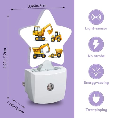 Image of Nightlight,Cartoon Construction Vehicles Decorative Night Lights Plug Into Wall,Night Light with Auto Sensor for Bedroom,Nursery,Hallway,Stairway,Gifts