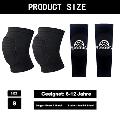 DuoLiAnLiang Volleyball-Schutz Set, 1-Paar Armstulpen + 1-Paar Knieschoner, Sport Unterarm Ärmel -Handgelenkstützemit Schutzpolster und Daumenloch, Schwamm Kollision Knieschutz Knie Schoner, S
