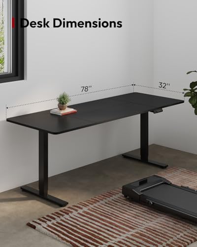 Image of SANODESK Dual Motor Electric Standing Desk 79 x 32 Inches, Height Adjustable Sit Stand Desk with Large Splice Board for Home Office, Computer Workstation, Study & Gaming, Black Frame /Black Top