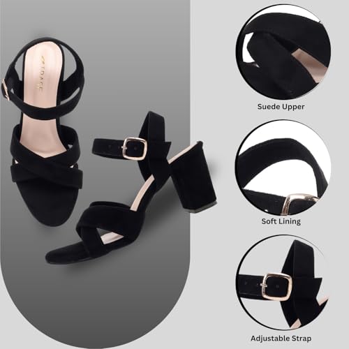 Image of TRASE Block Heels Sandals For Women, Dusky Stylish & Comfortable Footwear