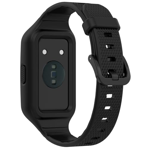 Bracelet silicone compatible Huawei Band 10 9 8 noir rechange durable
