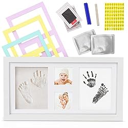 product image of a keepsake handprint and footprint photo frame for a baby