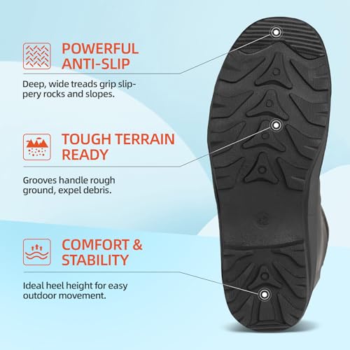 Men's Mid-Calf Waterproof Rain Boots, Wide Calf Slip-Resistant Rubber Boots for Men, Gardening Farming Fishing Shoes All-Weather4