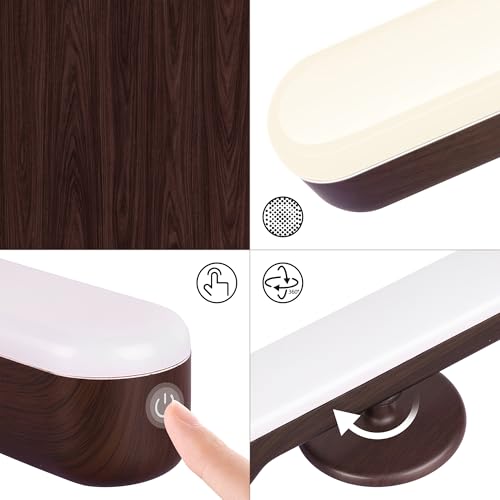 Image of cambk Set of 2 Wireless Vanity Makeup Lights for Mirror, Rechargeable LED Stick On Light Bar for Bathroom Mirror with Dimmable 3 CCT, Long Battery Life Cordless Light for Vanity Desk(Dark Brown)
