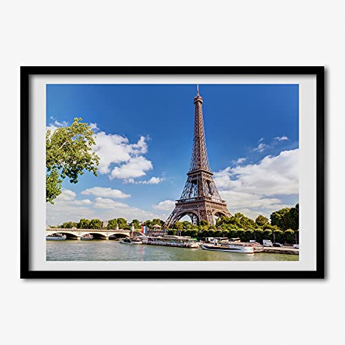 Affiche Paris Tour Eiffel sous cadre MDF 70x50 cm pour décoration murale Tulup