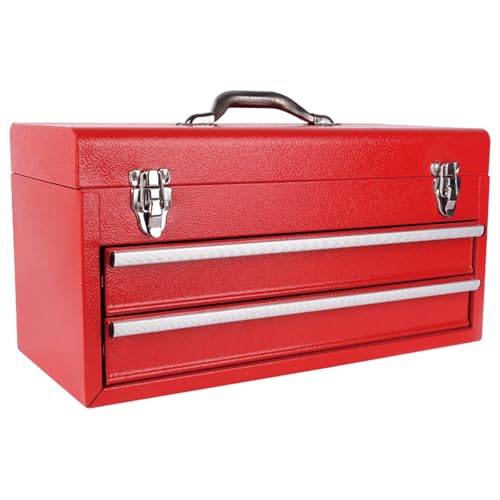 WEDO Portable Tool Box with Drawers, 18" with 2 Drawers and 1 Top Storage, Portable Toolbox with Metal Latch and Liner,For Garage, Office and Home Storage