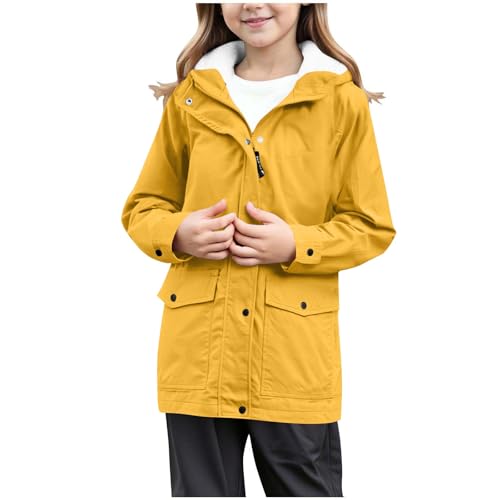 Girls Rain Jacket Windproof Windbreaker Solid Full Zip Button Down Raincoats With Pockets Bubble Coats for Girls2