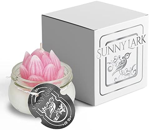 Sunny Lark Unique Pink Lotus Flower Jar Candle | 3oz | Perfect for Women, Weddings, Birthdays, Anniversaries and Home Decor