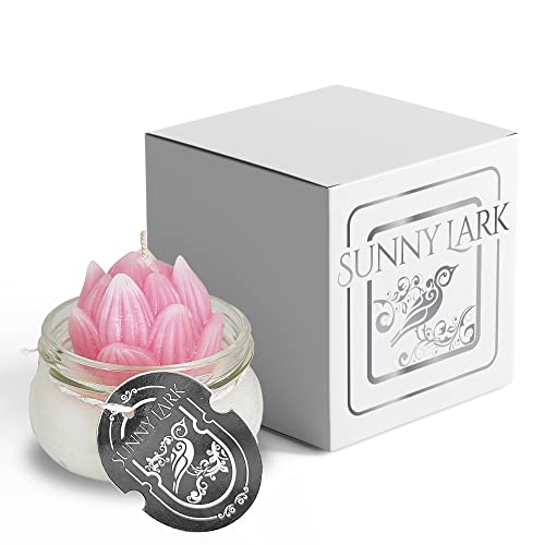 Sunny Lark Unique Pink Lotus Flower Jar Candle | 3Oz | Perfect For Women, Weddings, Birthdays, Anniversaries And Home Decor #TOP23