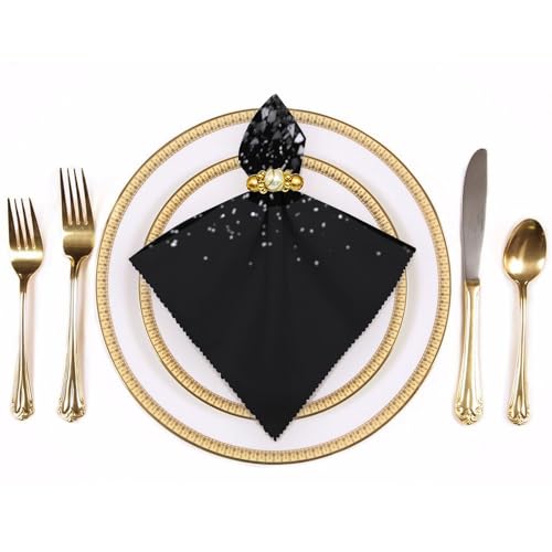 Servilletas de Tela Black White Glitter Pack 6 miniatura 3
