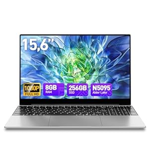 Computadora portátil de 15.6 pulgadas Win 11, 8 GB de RAM, 256 GB SSD, procesador Celeron N5095, pantalla FHD de 1080P, teclado retroiluminado, huella digital, USB3.0, WiFi5, Mini HDMI, BT5