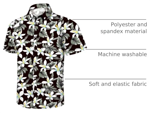 Image of Hawaiian Shirt for Men Tropical Shirts Summer Beach Button Down Short Sleeve Luau Aloha Floral Cruise Vacation Outfit 2026
