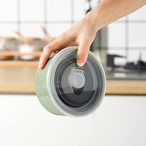 Adewnest Ceramic Bowl With Lid: 5 Inch Porcelain Bowls Set With Lids For Lunch, Picnic - Food Storage Containers - Prep Bowls For Kitchen - Microwave Oven Safe Serving Bowls Set Of 4, 20 Oz (Warm) #TOP2