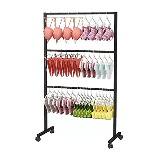 Présentoir à roulettes haut de gamme pour sous-vêtements et soutiens-gorge à 3 niveaux de magasin
