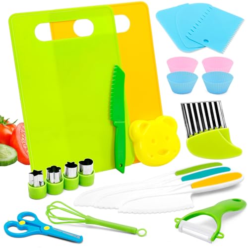 Image of Toddler Knife Set - 23 Pcs Kids Knife Set for Chopping, Mini Chef Knife Set for 2 3 4 5 6 7 8 9 10 Year Old Girl Boy Gift