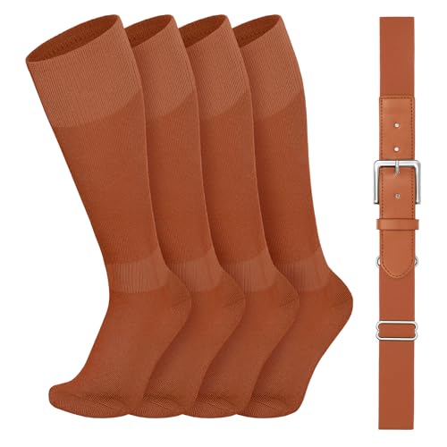 Image of VONMELLI Youth Baseball Belt and Socks Combo, Elastic Softball Belts and Socks for Boys and Adult (2 Pairs of Socks & 1 Belt)