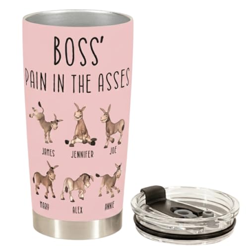 Boss's Pain in the Asses Personalized Tumbler – Funny Custom Stainless Steel Coffee Cup, Humorous Boss Appreciation Gift for Men and Women, Unique Boss's Day Present (A2)