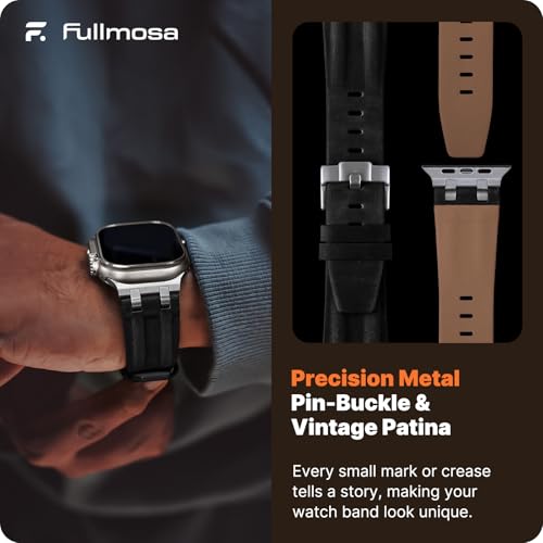 Image of Fullmosa Premium Leather Strap for Apple Watch Ultra 3 /2 /1 49mm (No Watch) | 46mm 45mm 44mm 42mm Luxurious Soft Vintage Business Band for SE 3 /2 /1 Series11 10 /9 /8 /7 /6 /5 /4