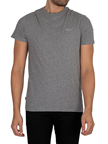 Superdry Mens Organic Cotton Vintage Logo T-Shirt Triple Pack, Slim Fit Buck Green Marl/Navy Marl/Grey Marl Size L #TOP6