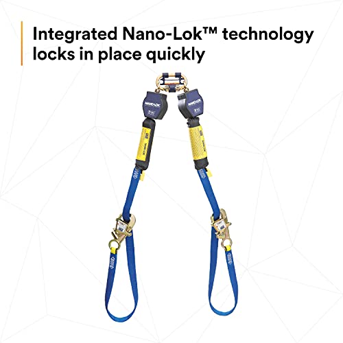 Image of 3M DBI-SALA Nano-Lok 3101374 Tie Back Self Retracting Lifeline, 9', 3 /4 inch Dynema Polyester Web, Tie-Back Hook, Quick Connector For Harness Mounting, Blue