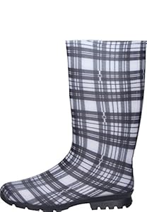 Spirale Mareike Damen-Gummistiefel Schwarz-Weiß Kariert