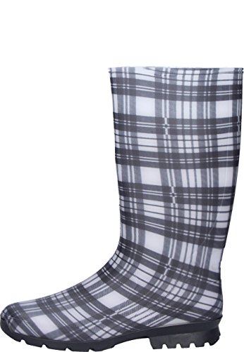Spirale Mareike Damen-Gummistiefel Schwarz-Weiß Kariert