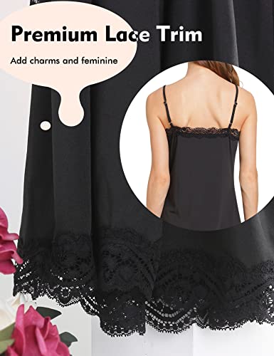 Image of MANCYFIT Women's Full Slips Lace V-neck Adjustable Strap Sleepwear Dress