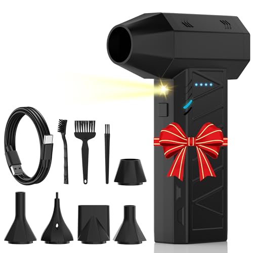 Sandrem Electric Air Duster, High-Speed Brushless Motor Turbo Blower, 4-Gear Adjustable Cordless Air Blower for Keyboard, Computer, Car, Camera & Home Cleaning (CL02MAX)