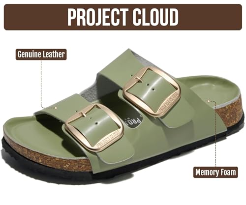 Image of Project Cloud 100% Genuine Leather Footbed Sandals for Women (Santorini)