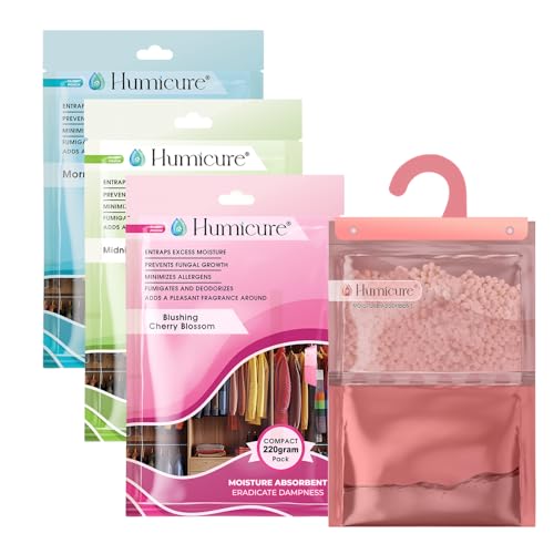 Image of Moisture Absorber Dehumidifier 500ml Absorption Capacity Prevents Mold, Dampness & Bad Odor Ideal for Wardrobe, Bathroom, Kitchen & Bedroom 220g x 3(Fragrance Combo)
