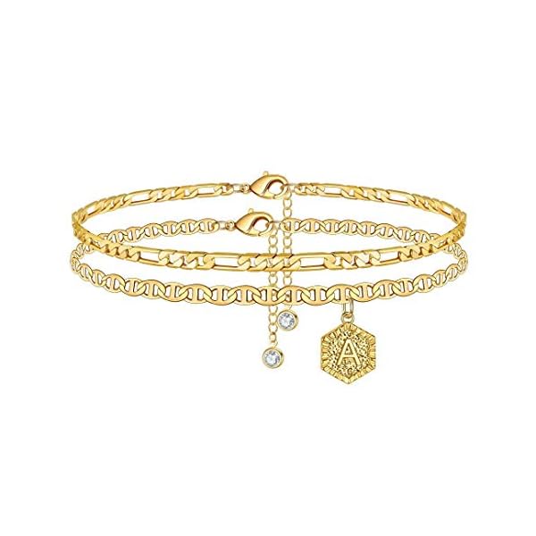 Memorjew-Initial-Ankle-Bracelets-for-Women-14K-Gold-Plated-Double-Layered-Initial-Anklets-Jewelry-for-Women-Teen-Girls Memorjew Ankle Bracelets, 14K Gold Plated Layered Letter A Initial Anklets for Summer Foot Jewelry Gifts for Women Teen Girls
