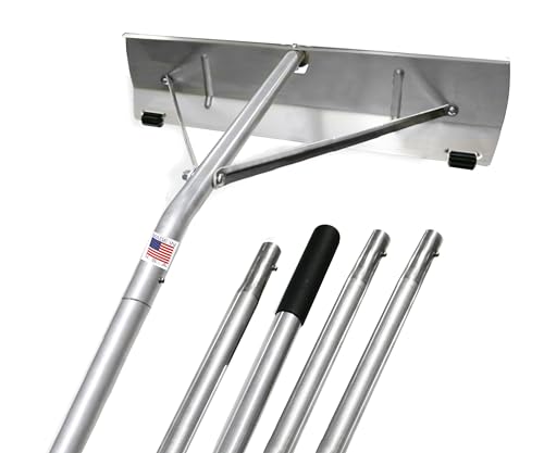 USA-Made Snow Roof Rake with Shingle Saver Rollers, 21 ft