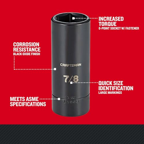 Image of CRAFTSMAN Deep Impact Socket, SAE, 1 /2-Inch Drive, 7 /8-Inch (CMMT16063)