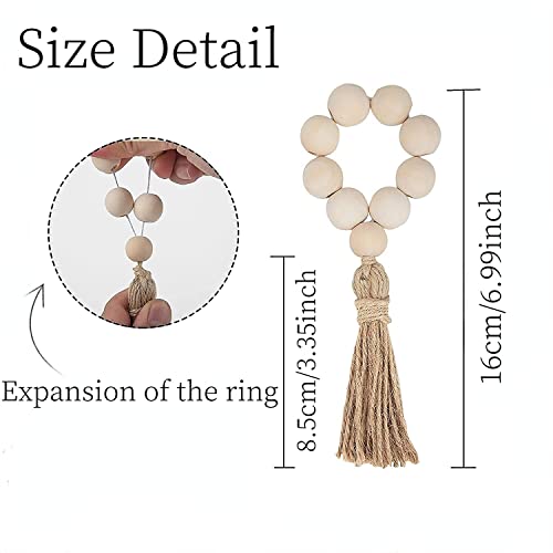 Uposao Wood Bead Napkin Rings Set of 12 - Image 4