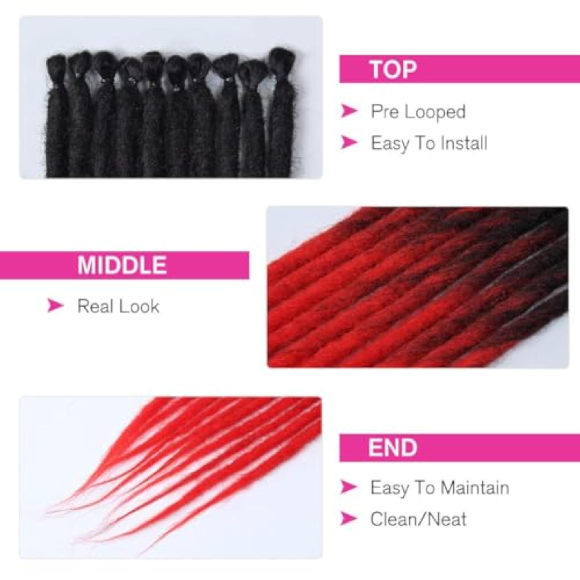 24 Inch Multicolor Synthetic Dreadlock Extensions, Jamaica Punk Style
